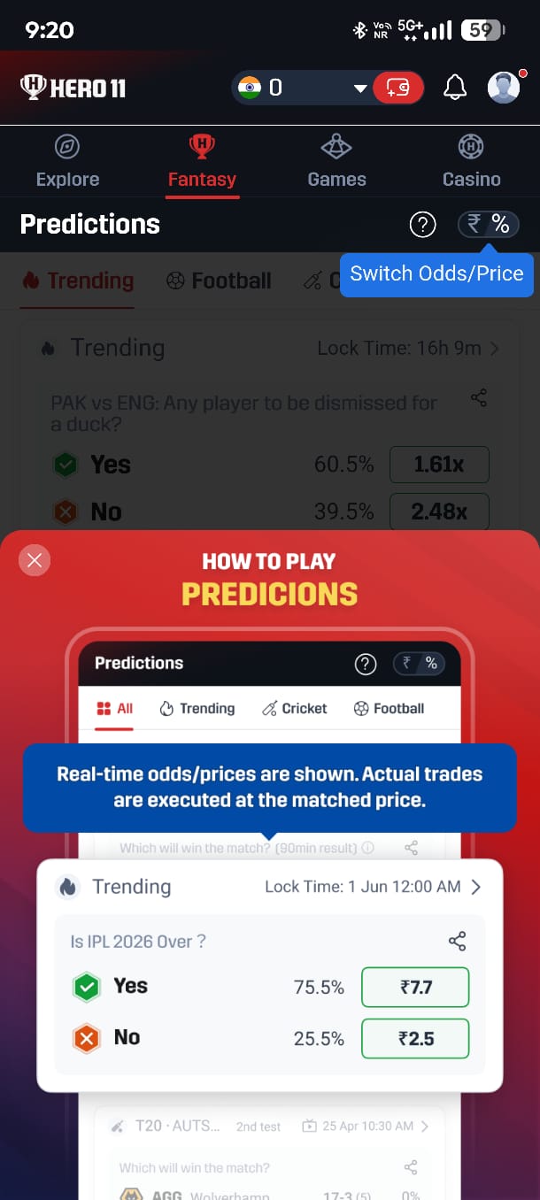 HERO11 Game IPL Fantasy Cricket ₹110 Signup Bonus